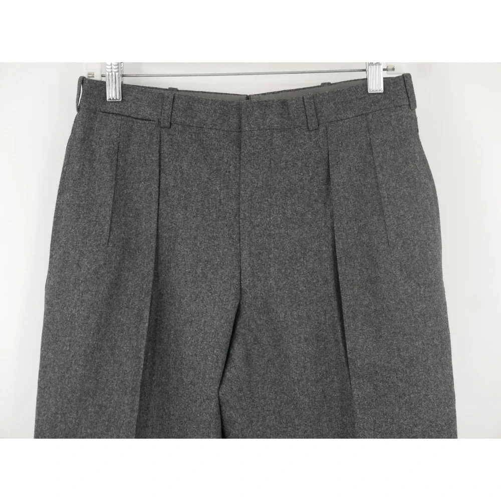 Giacomo Trabalza Dress Pants Gray Wool Flannel Pleated Cuffed Men's 30x30